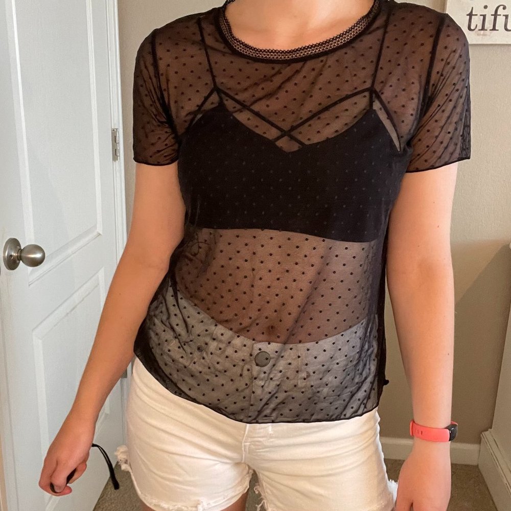 Victoria's Secret Polkadot Mesh Shirt